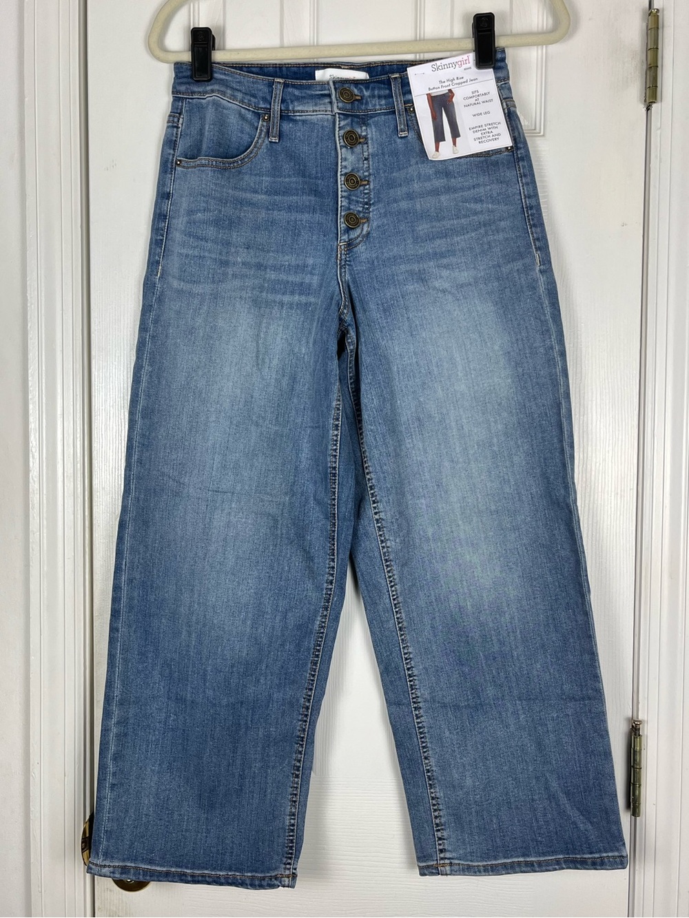 NWT SkinnyGirl Jeans The High Rise Button Fly Cropped Jeans 27/4 Stretch Denim